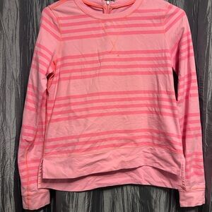 Lululemon- Stylish Pink Striped Crew Neck zip back Sweater